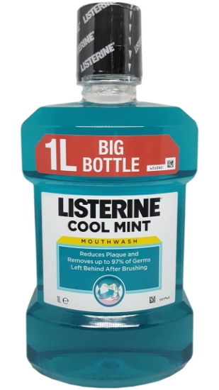 Listerine, Cool Mint, Ağız Bakım Suyu, 1Lt, gargara, beyaz dişler, tartar, bakteri plağı, gingivit, ağız için suyu, çalkalama suyu, kusursuz temizlik, eksiksiz temizlik, fırçalama sonrası, günlük kullanım, günde en az iki defa, nane aromalı, mint flavored, mouth care, white teeth, tooth plaque, flawless cleaning, after brushing, daily use, twice daily