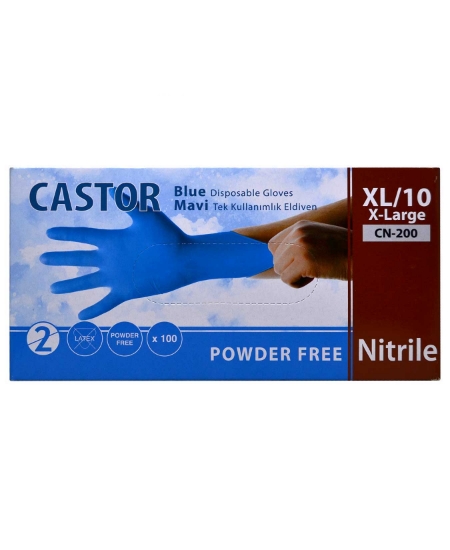 	castor, iş eldiveni, mavi eldiven, tek kullanımlık eldiven, nitril eldiven, lastik eldiven, hijyenik eldiven, lastik eldiven çeşitleri, mavi lastik eldiven satın al, pudrasız eldiven