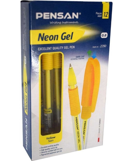 pensan,ğensan sarı neon hel kalem,12 adet,0.8mm,kalem çeşitleri,kalemler,renkli kalemler,kalem fiyatları,jel kalem,toptan satın al,toptan tr,kalem