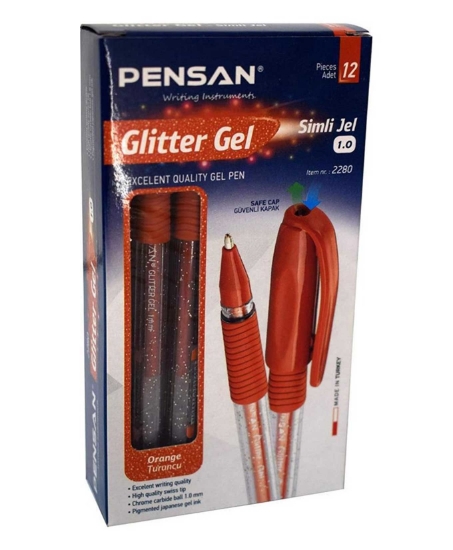 pensan,pensan glıtter neon jel kalem turuncu,12 adet,0.8mm,kalem çeşitleri,kalemler,renkli kalemler,kalem fiyatları,jel kalem,toptan satın al,toptan tr,kalem