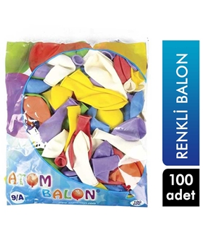 Atom Balon 9A Renkli 100'lü Paket,balon,balonlar,renkli balonlar,balon çeşitleri,atom balon,balon fiyatları,toptan satın al,toptantr,toptan mağazacılık