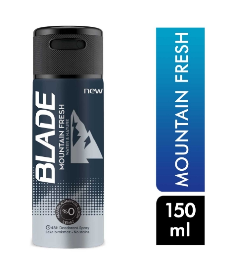 Blade,Blade Deodorant 150 ml Mountain Fresh,ter önleyici,ter giderici,parfüm,ter giderici fiyatları,kozmetik ürünleri,deodorant çeşitleri,toptan kozmetik,toptan satın al,toptantr,toptan mağazacılık,toptan kozmetik