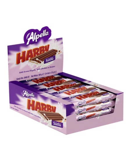 Alpella Harby Çikolata Sütlü 25 gr X 24'lü Paket