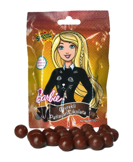 Hleks Barbie Shoogy Boom Çikolata Kaplı Patlayan Şeker 50 gr x 12'li Paket