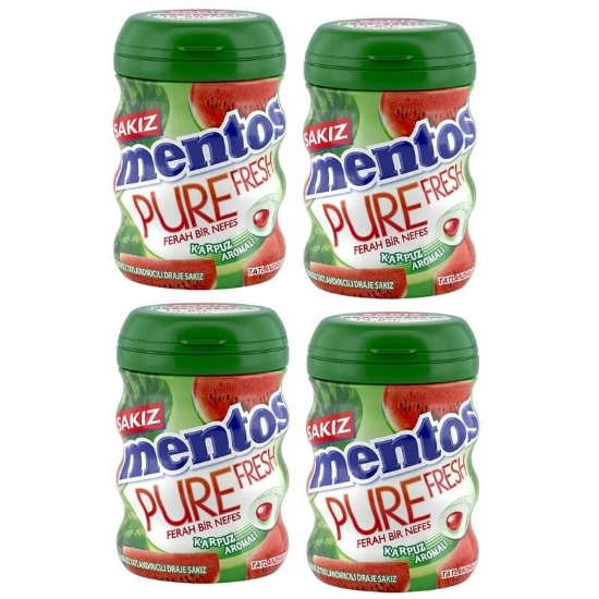 Mentos Pure Fresh Sakız Karpuz 60 Gr Şişe x 4 Adet