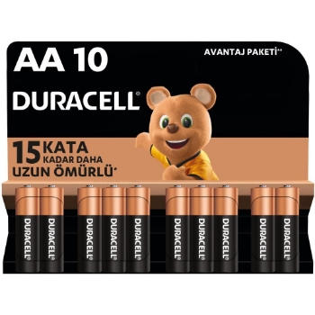 Duracell Alkalin AA Kalem Piller, 10 Lu Paket