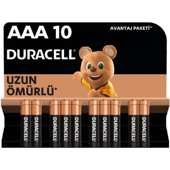 Duracell Alkalin AAA İnce Kalem Piller, 10 Lu Paket