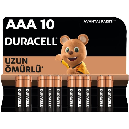 Duracell Alkalin AAA İnce Kalem Piller, 10 Lu Paket