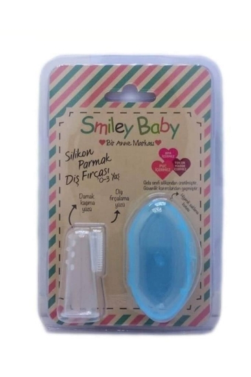 Smiley Baby Mavi Saklama Kaplı Parmak Fırça *