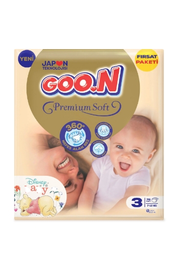 Goo.n Premium Soft 3 Numara Süper Yumuşak Bant Bebek Bezi Fırsat Paketi - 76 Adet