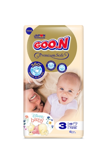 Goo.n Premium Soft 3 Numara Süper Yumuşak Bant Bebek Bezi - 40 Adet