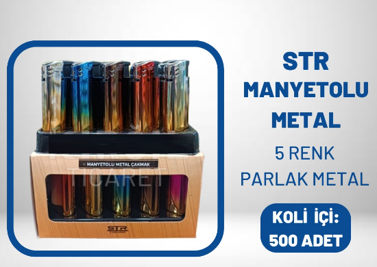 Str Dolumlu Metal Platinli Çakmak (Parlak Metal)