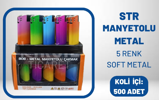 Str Dolumlu Metal Platinli Çakmak (Soft Metal)