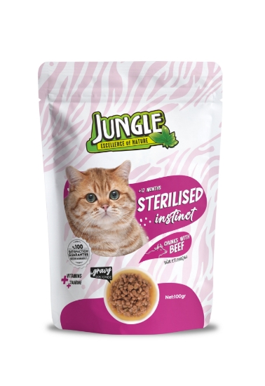 Jungle 100 Gr Pouch Kedi Maması Kısır Dana Eti Parçalı  Jngo-003