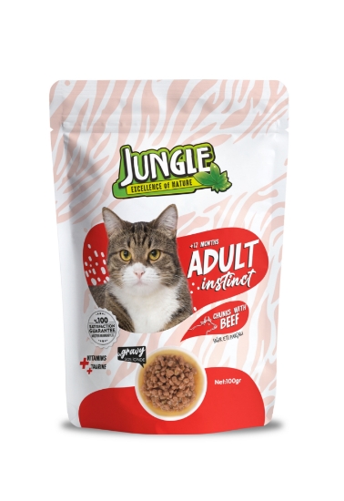 Jungle 100 Gr Pouch Kedi Maması Yetişkin Dana Eti Parçalı  Jngo-006