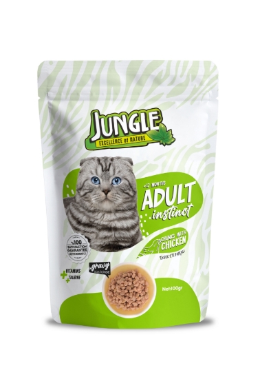 Jungle 100 Gr Pouch Kedi Maması Yetişkin Tavuk Parçalı  Jngo-005