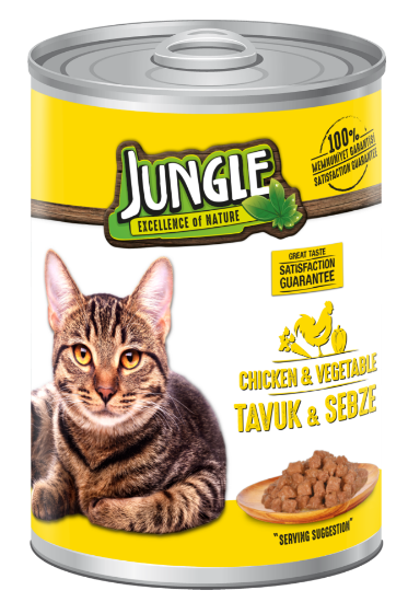 Jungle 400 Gr Konserve Kedi Maması Tavuklu & Sebzeli  Jngk-001