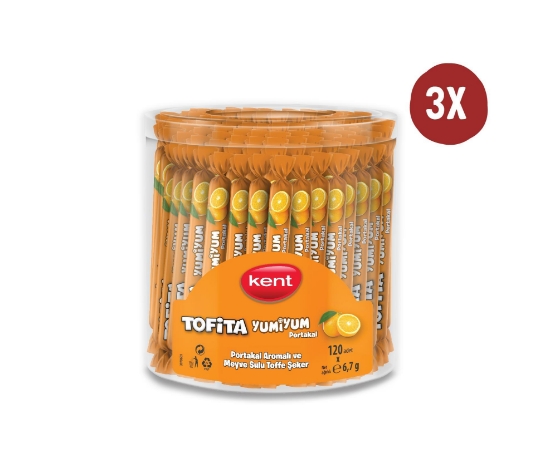 Kent Tofita Yumiyum Portakal 120'li Kavanoz - 3'lü Paket