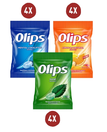 Olips Poşet 76gr 12'li Paket (4 Adet Mentol & Okaliptüs, 4 Adet Limon Portakal, 4 Adet Nane Aromalı)