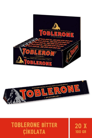 Toblerone Dark Bitter Çikolata 100 gr - 20 Adet