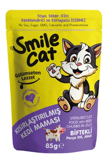 Smile 85 Gr Pouch Kedi Maması Kısır Biftekli  Sml-011