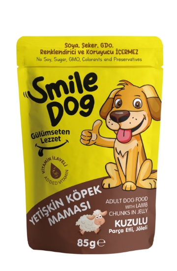 Smile 85 Gr Pouch Köpek Maması Küçük & Orta Irk Kuzulu  Sml-015