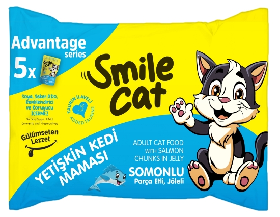 Smile Cat Flowpack 425 Gr (5*85Gr) Yetişkin Kedi Somonlu Mama Sml-028