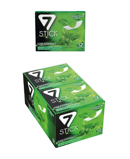 7 STICK Yeşil Nane Aromalı Şekersiz Sakız 33 gr X 12'li Paket