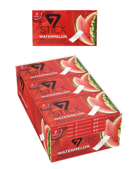 7 STICK Karpuz Aromalı Şekersiz Sakız 14,5 gr X 24'lü Paket