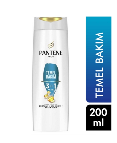 Pantene, Şampuan 200 ml Temel Bakım 3 ü 1 Arada,saç şampuanları,saç dökülme engelleyici,saç dökülmesine karşı,şampuan ve saç kremi,kozmetik ürünleri,toptan satın al,toptan kozmetik,toptan alısverıs