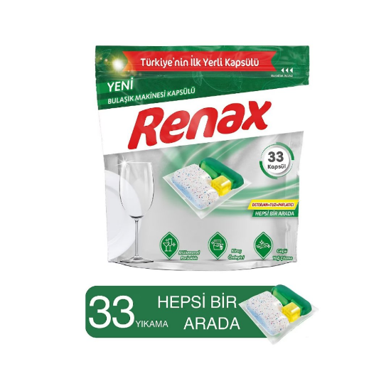 Renax Bulaşık Makinesi Kapsülü Hepsi Bir Arada 33 Lü