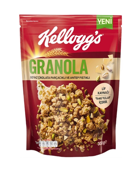 Kelloggs Granola Beyaz Çikolatalı Antep Fıstıklı 300 Gr