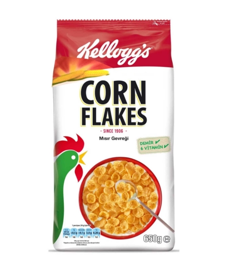 Kellogg's Corn Flakes Kahvaltılık Mısır Gevreği 650 Gr,Lif Kaynağ