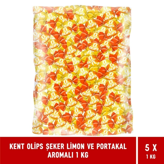 Kent Olips Şeker Limon ve Portakal Aromalı 1 KG -5 Adet