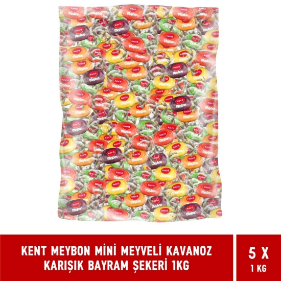 Kent Meybon Mini Meyveli Kavanoz Karışık Bayram Şekeri 1KG- 5 Adet