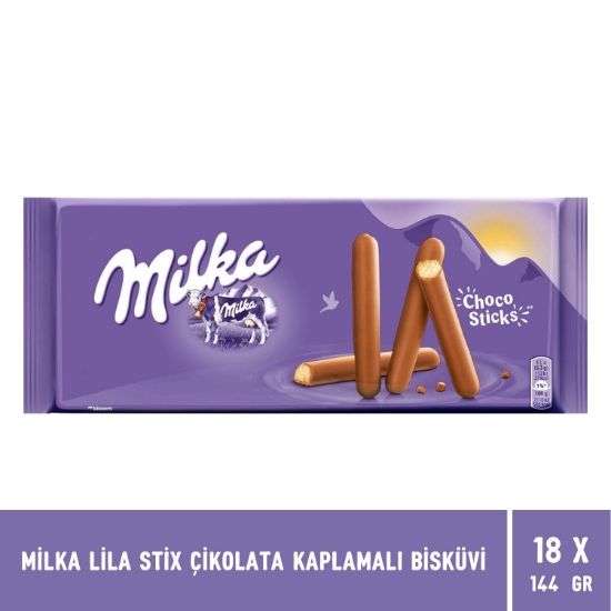 Milka Lila Stix Çikolata Kaplamalı Bisküvi 144 gr X 18 Adet