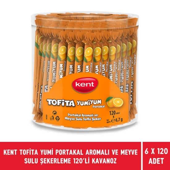 Kent Tofita Yumi Portakal Aromalı ve Meyve Sulu Şekerleme 120'li