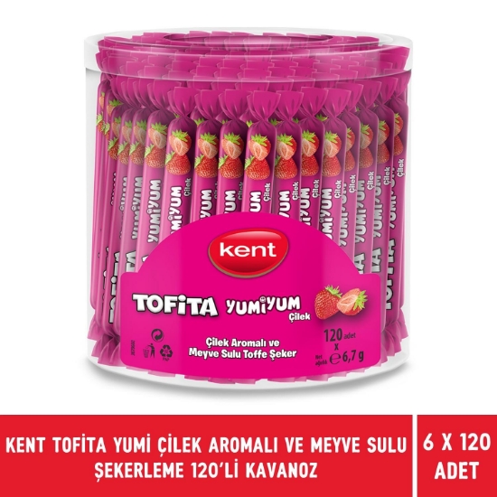 Kent Tofita Yumi Çilek Aromalı ve Meyve Sulu Şekerleme 120'li Kav