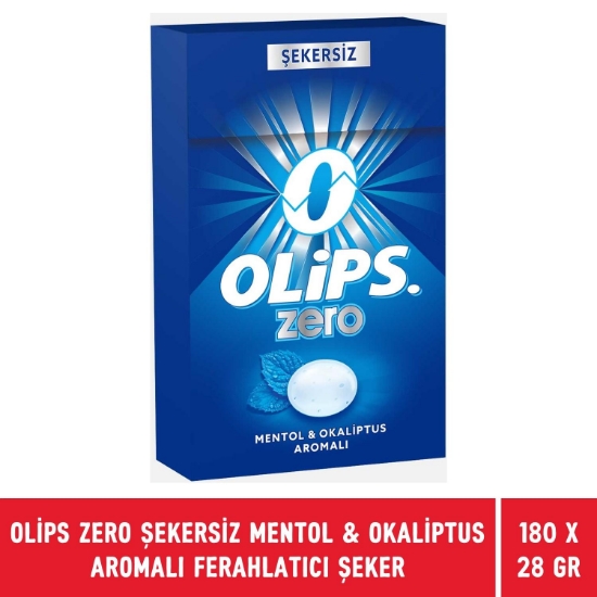 Olips Zero Şekersiz Mentol & Okaliptus Aromalı Ferahlatıcı Şeker 28 gr  X 180 Adet