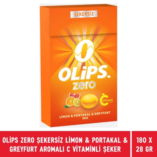 Olips Zero Şekersiz Limon & Portakal & Greyfurt Aromalı C Vitaminli Ferahlatıcı Şeker 28 gr X 180 Adet