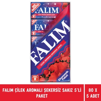 Falım Çilek Aromalı Şekersiz Sakız 5'li Paket  X 80 Adet