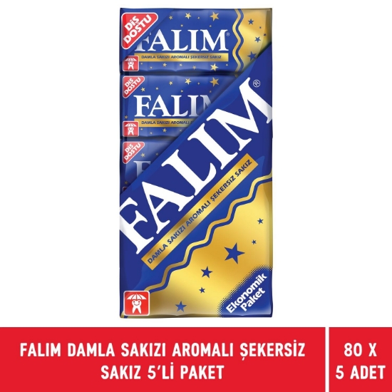 Falım Damla Sakızı Aromalı Şekersiz Sakız 5'li Paket  X 80 Adet