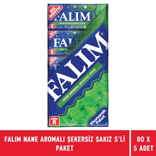 Falım Nane Aromalı Şekersiz Sakız 5'li Paket  X 80 Adet