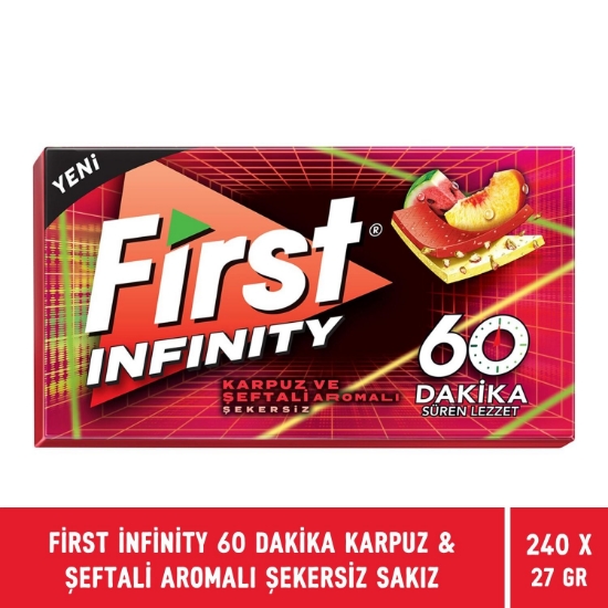 First Infinity 60 Dakika Karpuz & Şeftali Aromalı Şekersiz Sakız 