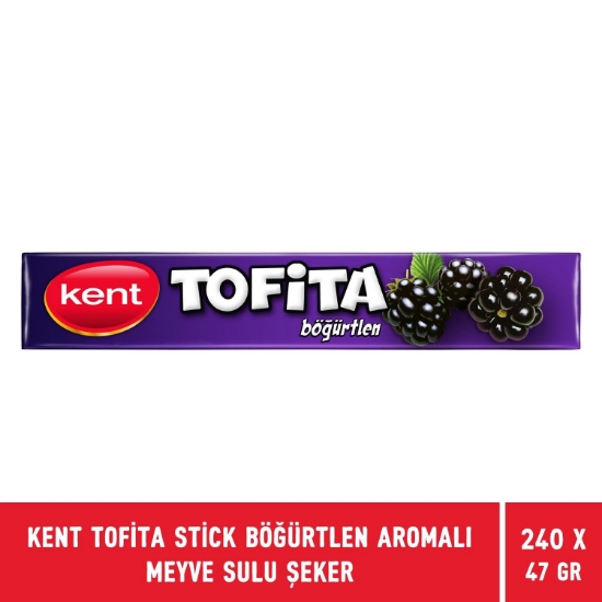 Kent Tofita Stick Böğürtlen Aromalı Meyve Sulu Şeker 47gr X 240 Adet