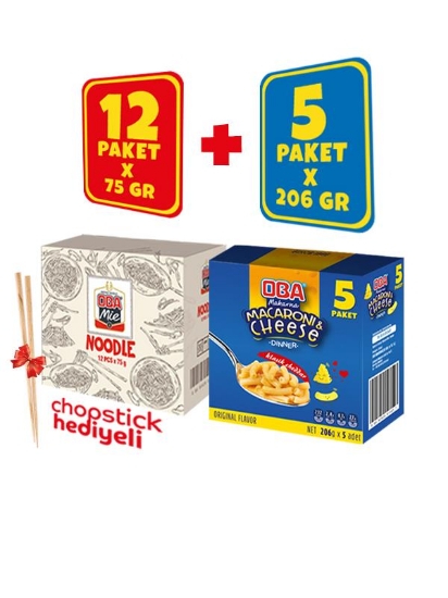 Oba 5’li Macaroni and Cheese (Mac & Cheese) + 12’li ObaMie Karma Noodle Paket