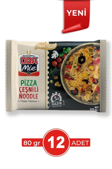 Oba Mie Pizza Çeşnili Noodle 12'li Paket