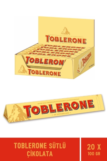 Toblerone Milk Sütlü Çikolata 100 gr - 20 Adet