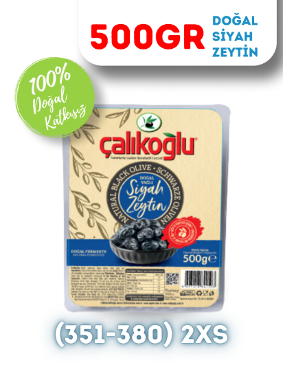 Çalıkoğlu Doğal Gemlik Siyah Zeytin 500 gr (351-380) 2XS