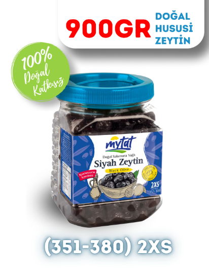 Mytat Doğal Gemlik Hususi Siyah Zeytin 900 gr (351-380) 2XS